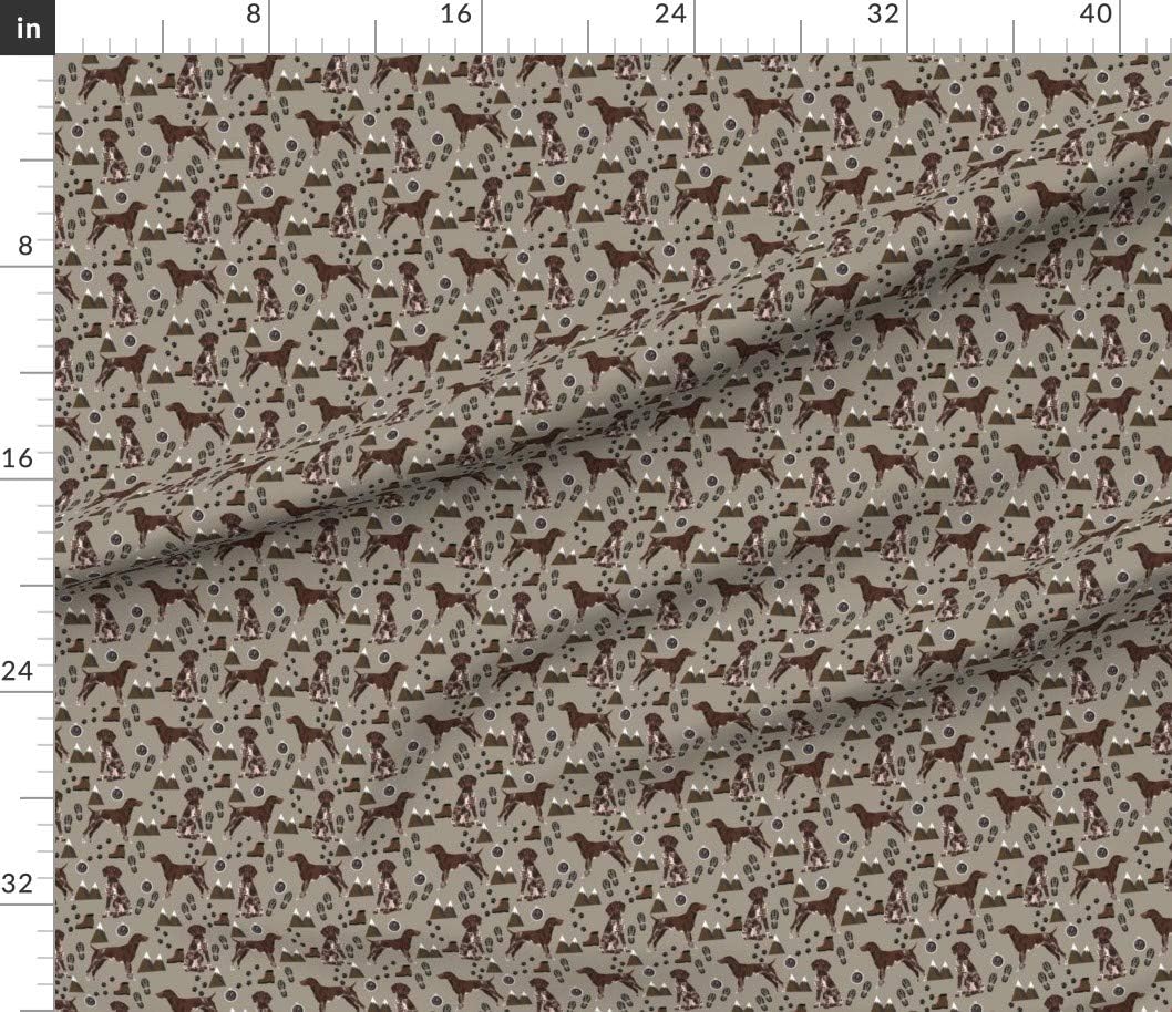 Spoonflower Fabric - German Pointer Dogs Hiking Mountains Brown Outdoors Quilt Pet Portrait Printed on Petal Signature Cotton Fabric by The Yard - Sewing Quilting Apparel Crafts Decor