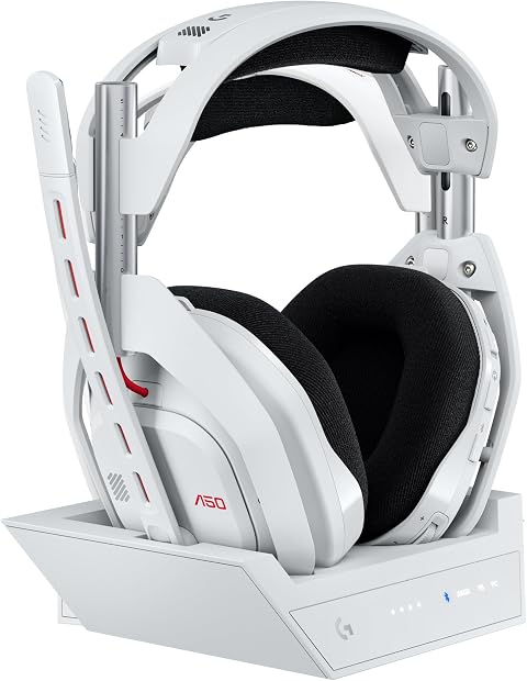 Logitech G Astro A50 Lightspeed Auriculares inalámbricos para Gaming + Base (5.ª Gen), Pro-G Graphene, Cambio Entre 3 Sistemas, USB-C, Xbox, PS5, PC, Nintendo Switch, Switch 2, Bluetooth - Blanco