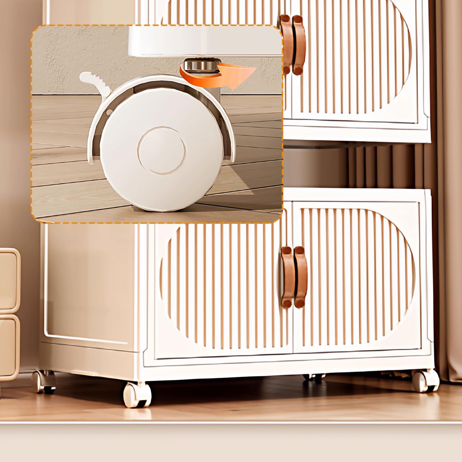 armadio, Con porte combinabili in materiale PP con ruote universali e serratura magnetica(75 * 49 * 84.5cm)