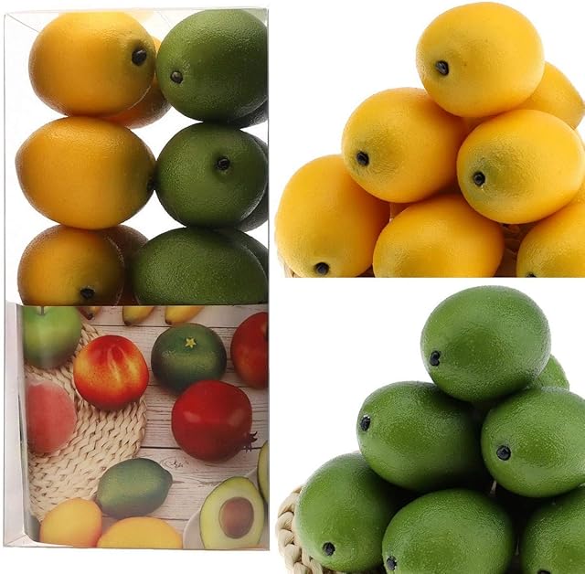 Gresorth 20 pcs Decorative Lifelike Lemons and Limes for Decoration Artificial Fake Fruit Home Kitchen Party Christmas Model - 6cm