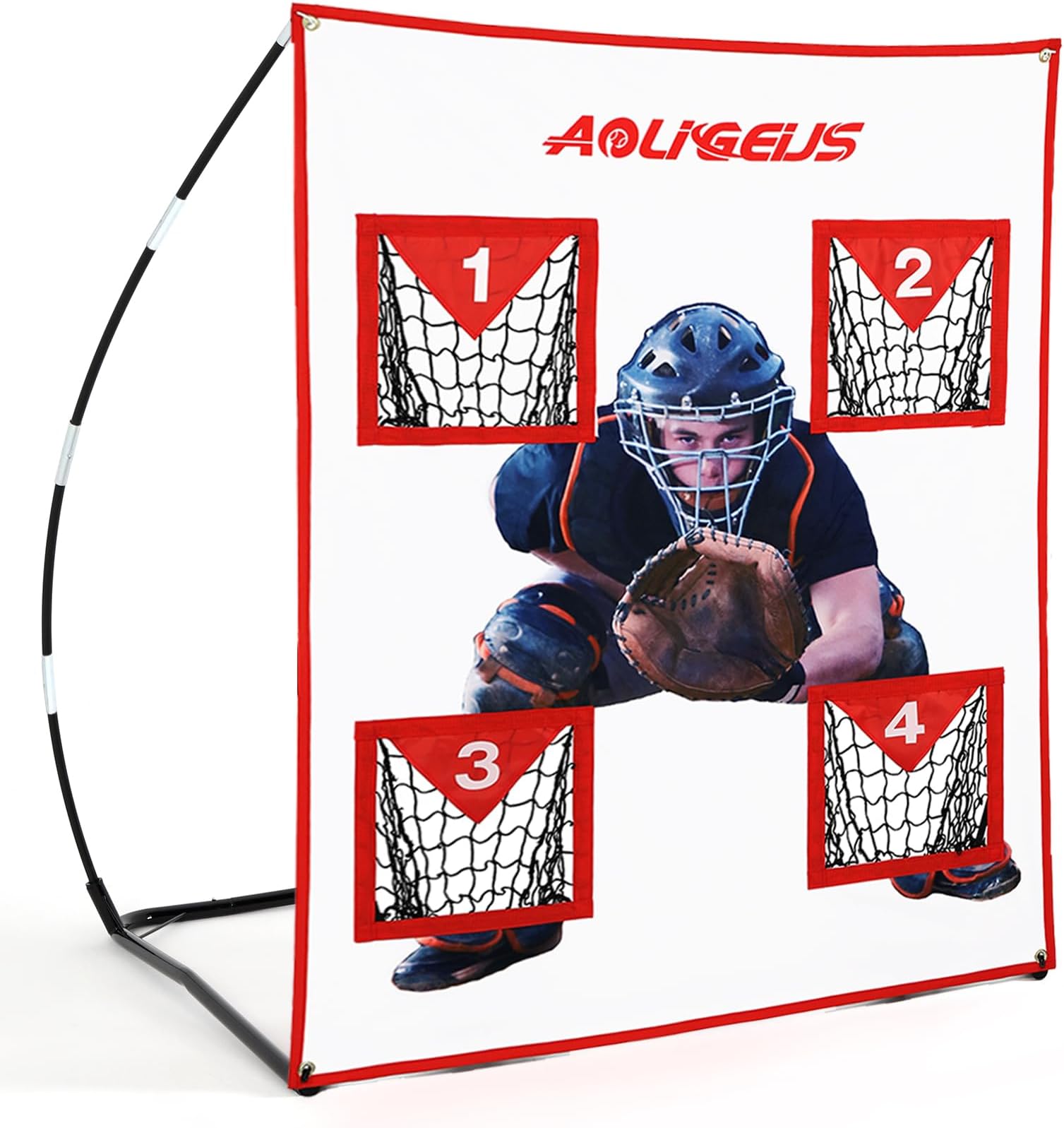Baseball & Softball Pitching Strike Zone Target Net - Practice Accuracy Training with 4 Pocket & Dummy Catcher
