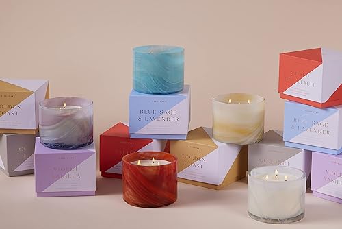 Miniatura 9 de Paddywax Whirl Collection - Vela perfumada de cera de soja de 3 mechas en vidrio soplado en remolino, 14 onzas, salvia azul y lavanda