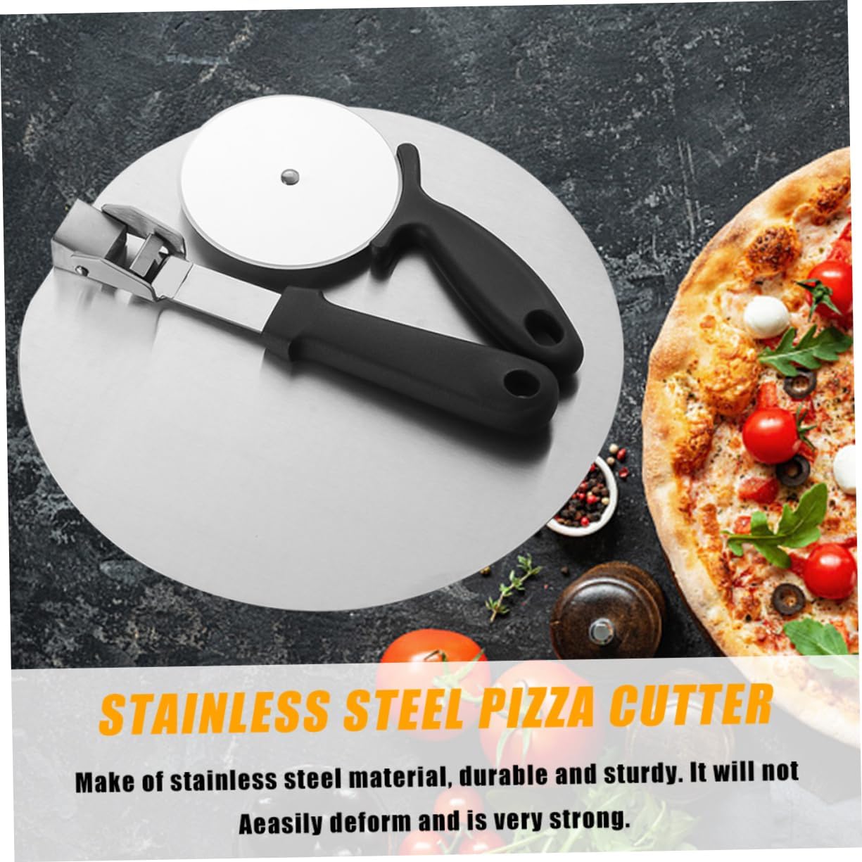 Mikinona 1set Stainless Steel Pizza Cutter Ergonomic Pizza Spatula Peel for Easy Transfer Kitchen Tool for Home Restaurant Use