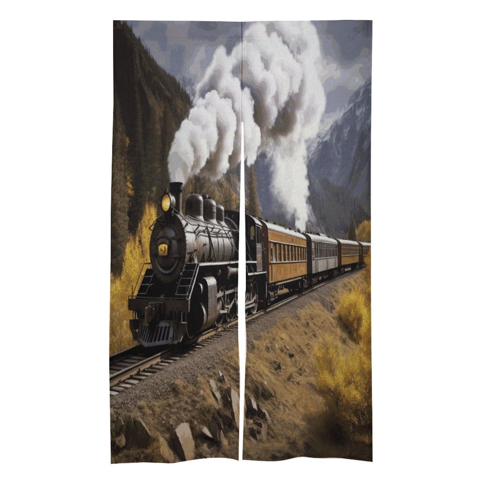 Rideau de porte locomotive à vapeur 86x144 cm isolant thermique et occultant