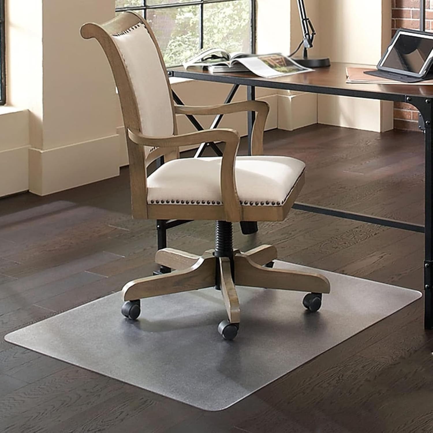 Thick 1.5mm Living Room Floor Mat Clear Plastic Vinyl, Office Chair Mat, Bedroom/Balcony Low Pile Rug Runner Protector, Office Study Hardwood Floor Mats(4x17ft/48x204 inch)