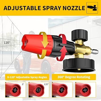 POHIR Pressure Washer Gun with Foam Cannon & 50ft Power Washer Hose, 3600PSI Pressure Washing Kit with 15 Extension Wand & 7 Nozzle Tips, 3/8'' Quick Connector & M22 15mm/14mm Fittings