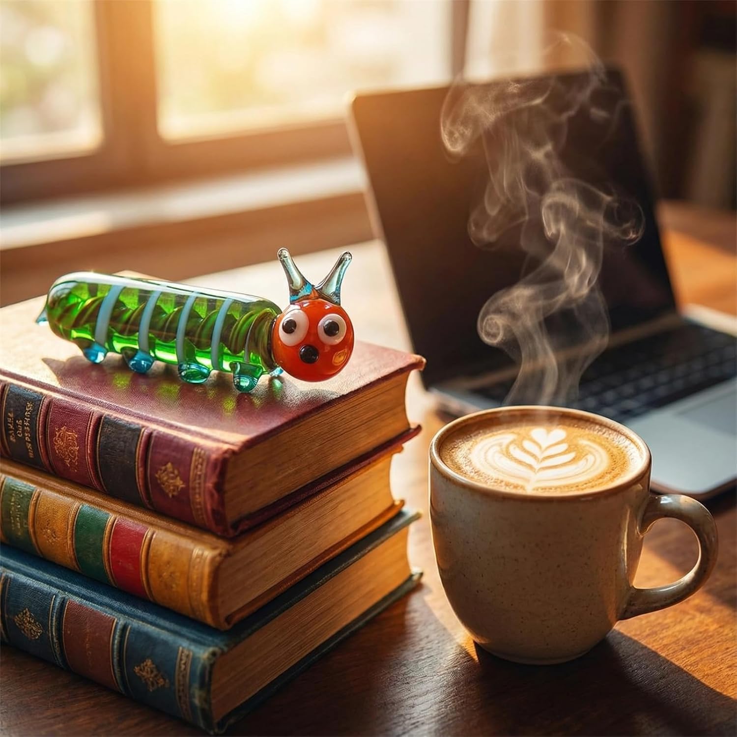 Hand Blown Glass Caterpillar Figurines, Blown Glass Art Animal Figurine for Collectible, Home Office Desk Tabletop Decorations, Set of 2 - Image 6