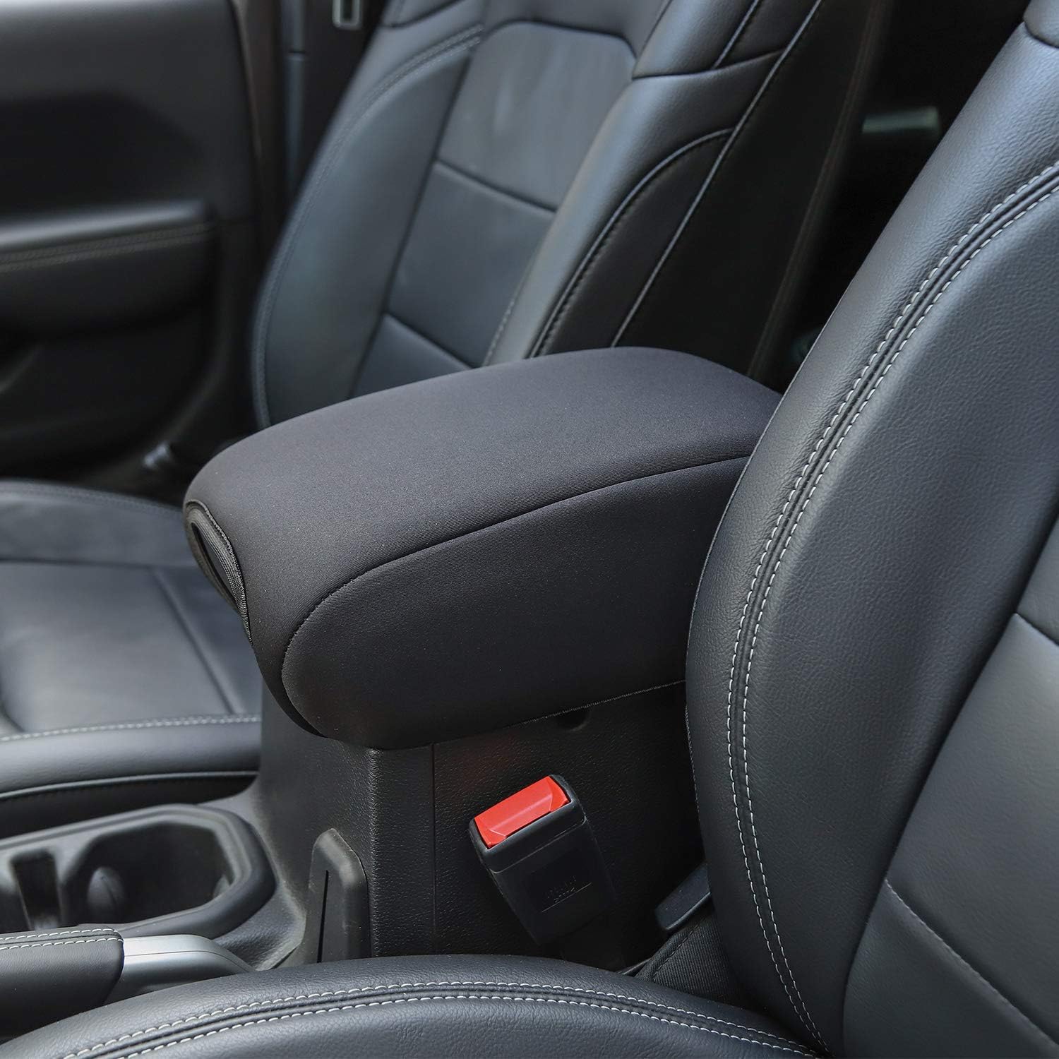 JeCar Center Console Cover Armrest Pad Cover Compatible with Jeep Wrangler 2018-2023 JL JLU Sport Sahara Rubicon & 2020-2023 Gladiator JT, Black