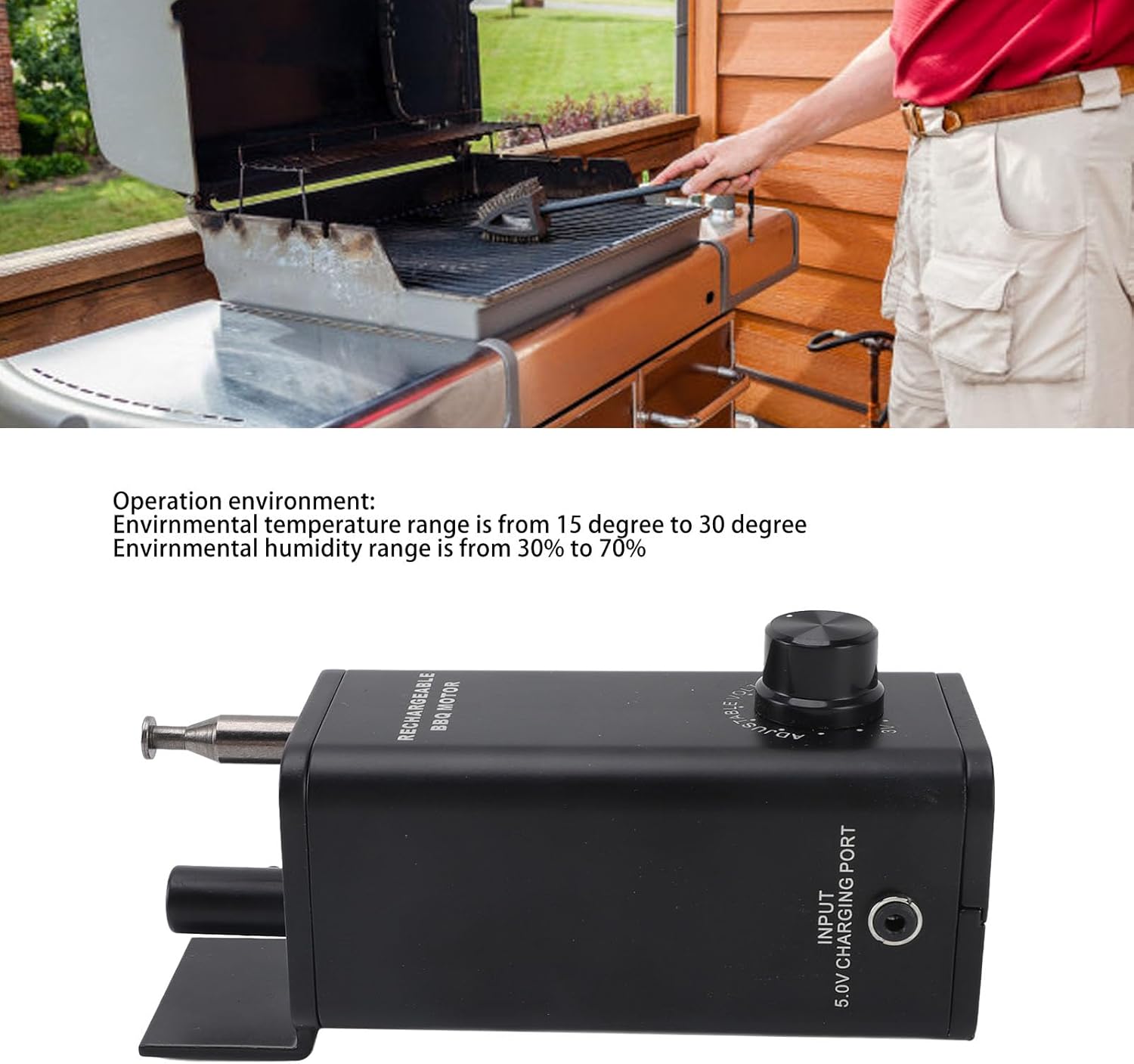 Rotisserie Motor BBQ Grilling Accessory 10W 3 to 12V Adjustable Rechargeable DC Electric Grill Motor Replacement Universal Grills Aluminum Alloy Versatile Cooking