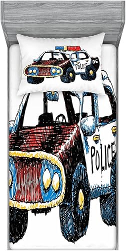 Miniatura 216 de Ambesonne Juego de sábanas bajeras y fundas de almohada, diseño retro de los videojuegos con botones de joystick vintage de los años 80 y 90, diseño