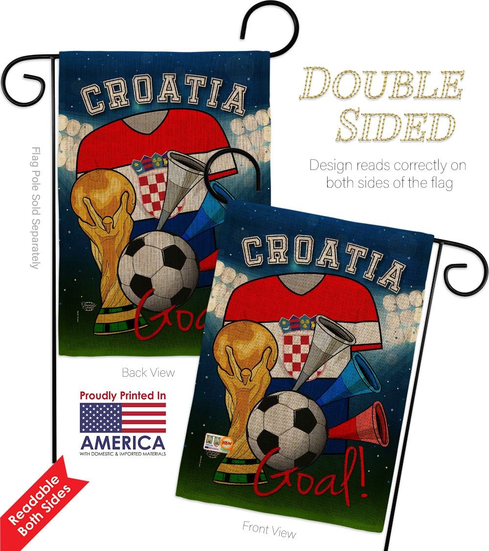 World Cup Croatia Soccer Burlap Garden Flag Sports Game Goal Ball Football Entertainment Activity Physical Small Decorative Gift Yard House Banner Double-Sided Made In USA 13 X 18.5