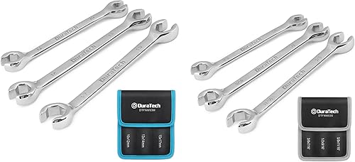 Miniatura 1 de DURATECH Juego de 6 llaves de tuerca acampanada, estándar y métrico, 38 pulgadas a 1116 pulgadas y 0.394-0.669 in, acero CR-V, bolsa organizadora