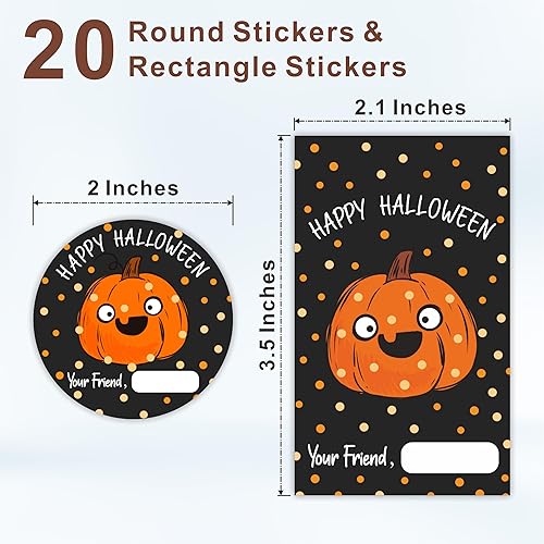 Miniatura 2 de Kit de calcomanías de Feliz Halloween, calabaza y punto, etiqueta redonda de 2 pulgadas y calcomanías en forma de etiqueta, Halloween, calabazas,