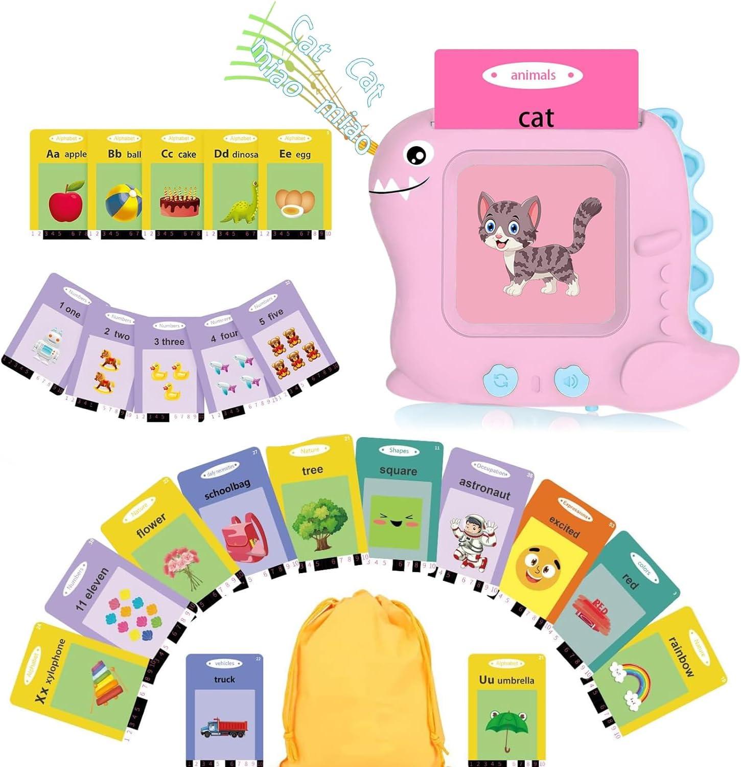 Talking Flash Cards for Toddlers 1-5 Years Old, Pocket Speech Therapy & Autism Sensory Toy with 336 Sight Words, Montessori Educational Learning Device Gift