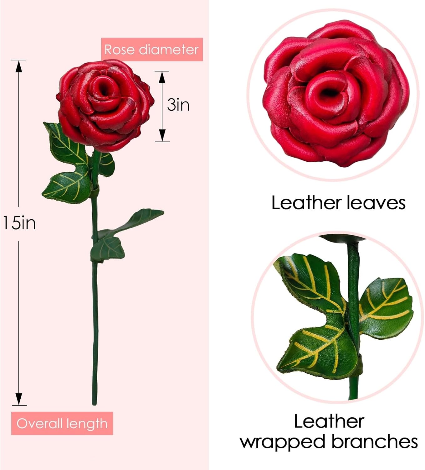 Leather Rose 3rd Year Anniversary Keepsake for Her Him, Leather Gifts for 3 Year Anniversary, Leather Flowers, 3 Year Wedding Anniversary Romantic Gifts