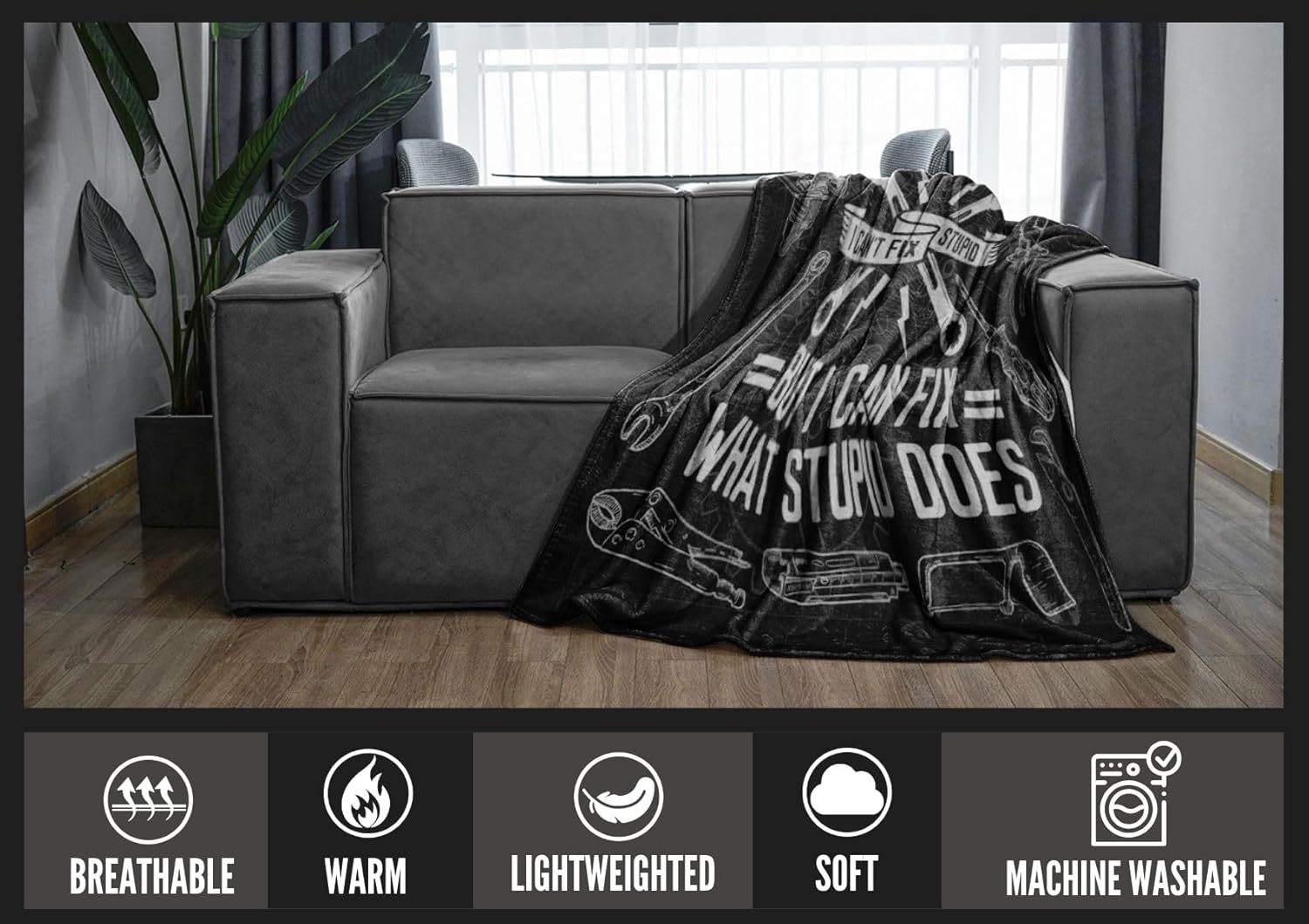 InnoBeta Mechanic Gifts for Men Flannel Throw Blanket, Funny Unique Birthday for Him 50"*65" - Image 7