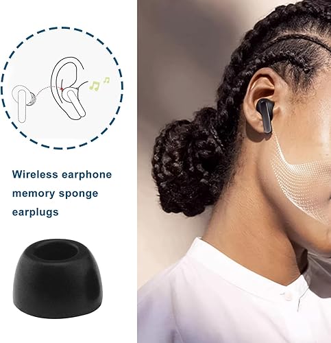 Miniatura 2 de 6 auriculares de espuma viscoelástica compatibles con JBL Live Pro 2 TWS Auriculares de espuma viscoelástica de repuesto para orejeras, color negro