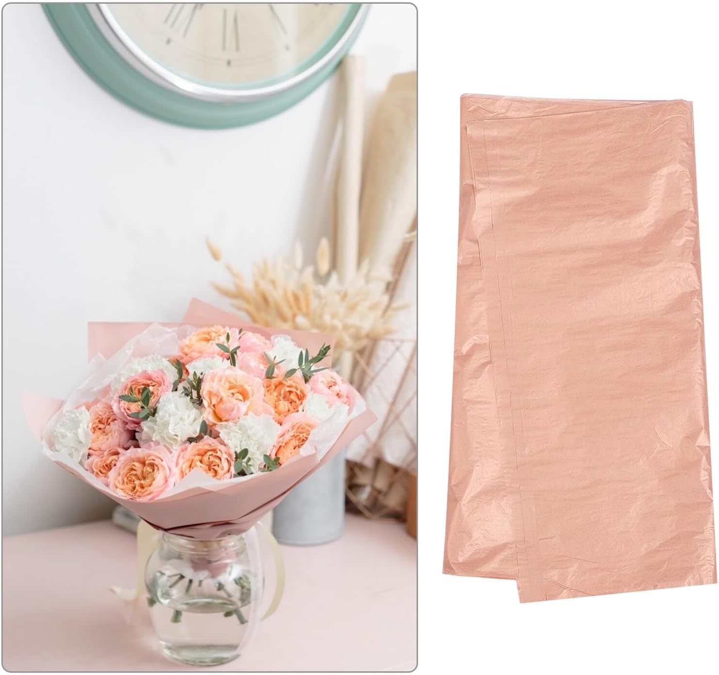 MINAOLULUS Rose Gold Wrapping Tissue Paper 100pcs Thin Wrap Sheets Wedding Paper Craft DIY Festival Party Decoration