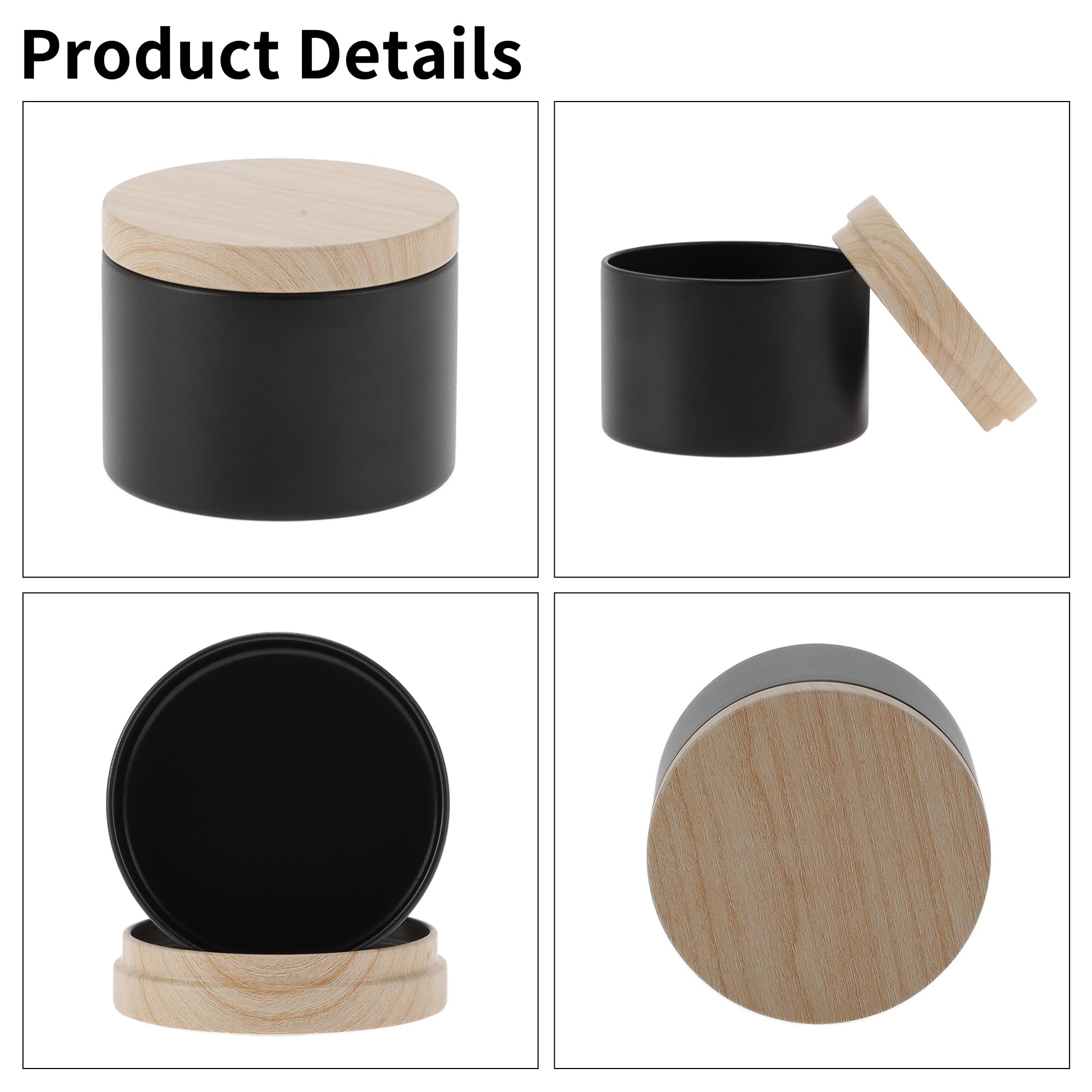 CAPASTEC Barattoli Per Candele 12 Pz 8 Once Con Coperchi Latta | Nero Per Realizzazione Di Candele E Regali. Finitura Opaca, Facili Da Pulire, Riutilizzabili. Compatibili Con Etichettatura.
