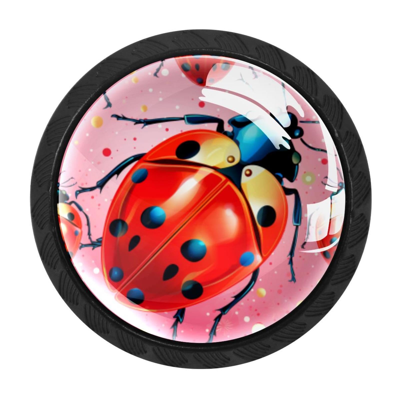 Chenzzzz Multicolored 04 4 Pieces Ladybird Kitchen Cabinet Knobs Drawer Knobs Dresser Knobs Black Knobs Drawer Pulls Dresser Drawer Handles Knobs For Dresser Drawers