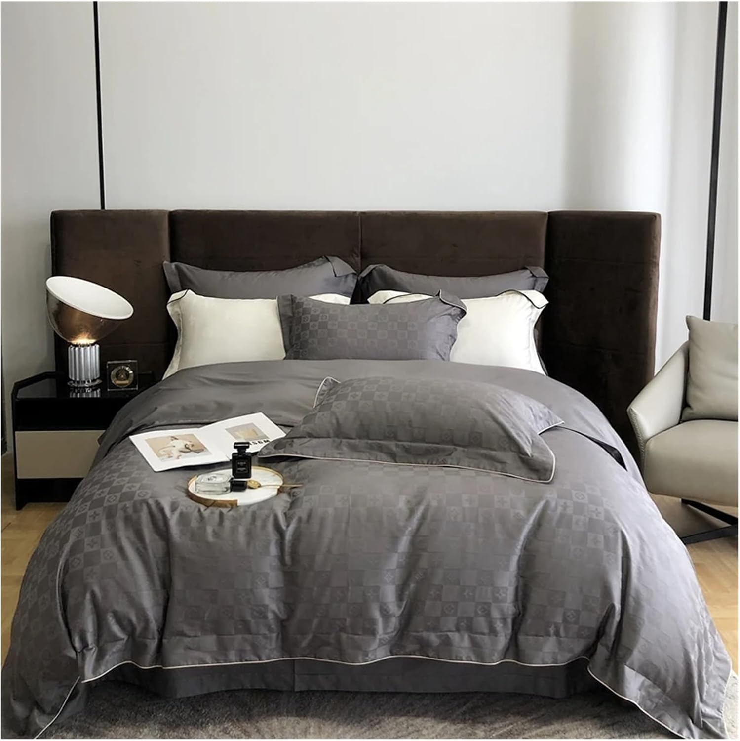 Black Jacquard Bedding Set 1000TC Cotton Duvet Cover Set Bed Sheet Pillowcase Home Textile,Bed