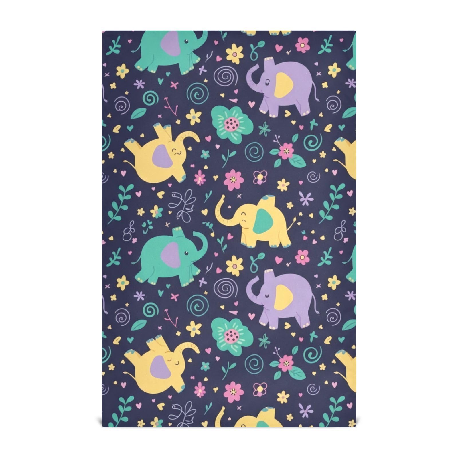Torchons fins éléphants GAIREG lot de 6 essuie-mains jaunes et violets 71x45 cm
