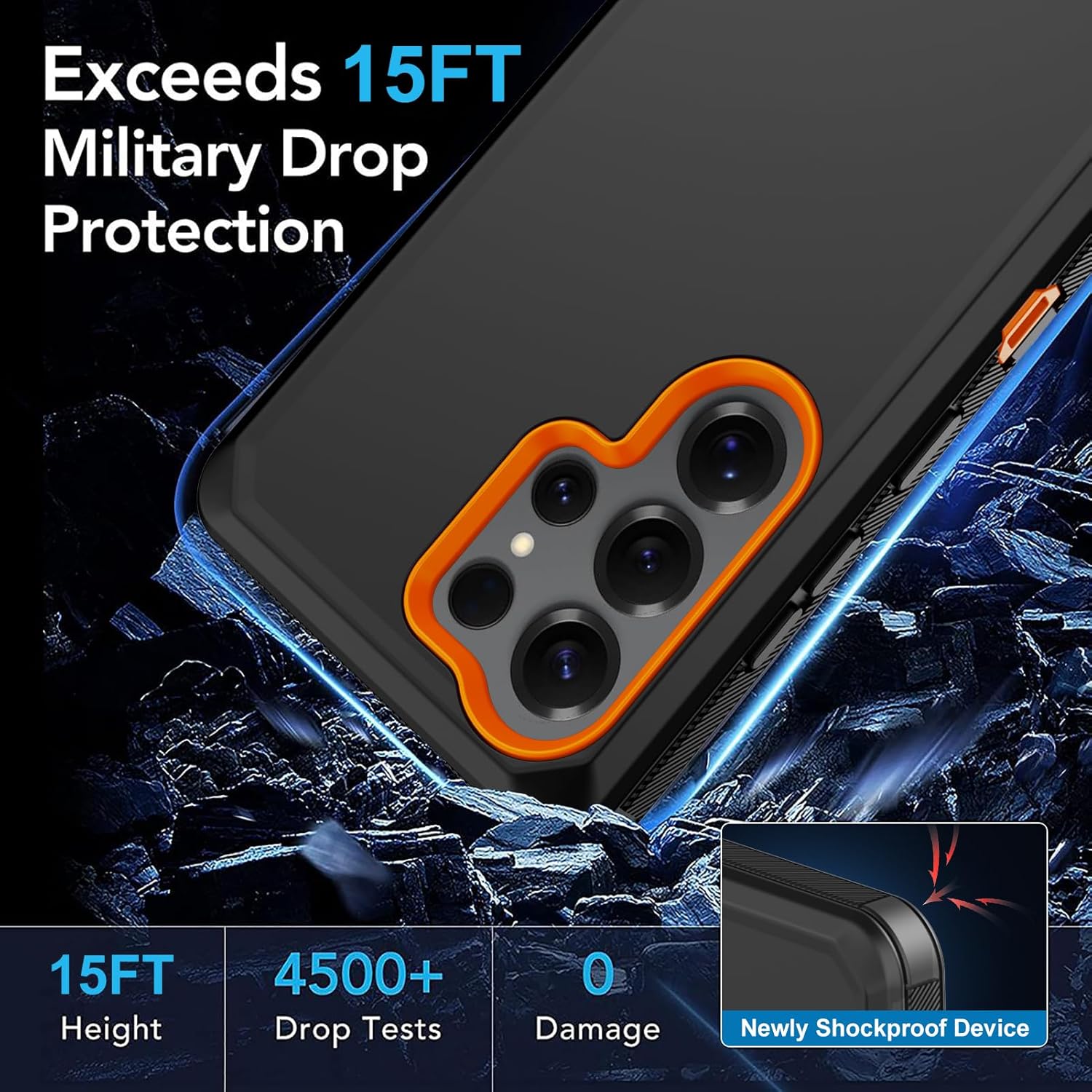 for Samsung Galaxy S25 Ultra Case, with Screen Protector Heavy Duty Drop Protection,Full Body Rugged Shockproof Dustproof Protective Phone Cover for Samsung Galaxy S25 Ultra (Orange) - Image 5