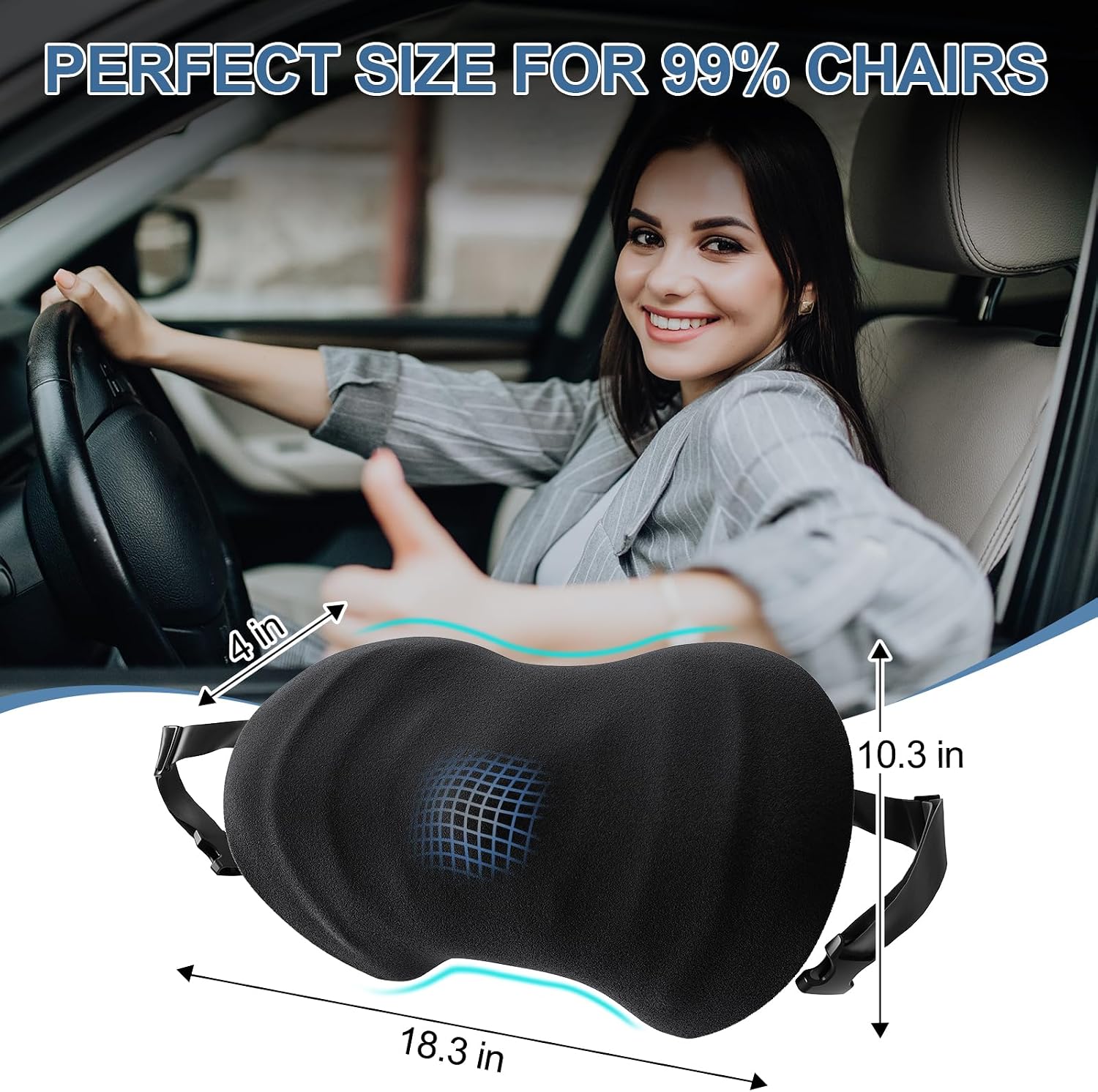 BYMECOST Lumbar Support Pillow for Car, Ergonomic Back Cushion image 2