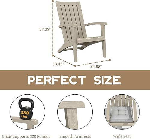 Miniatura 2 de Sillas Adirondack con soporte para tazas, sillas de patio, impermeables, resistentes a los rayos UV, sillas plegables para exteriores, fáciles de