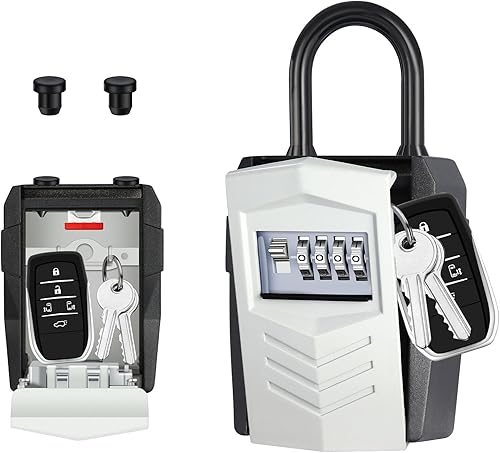 ZHEGE Caja de bloqueo para llaves para exterior, caja de seguridad para almacenamiento de llaves de casa 10, caja de seguridad para llaves al aire