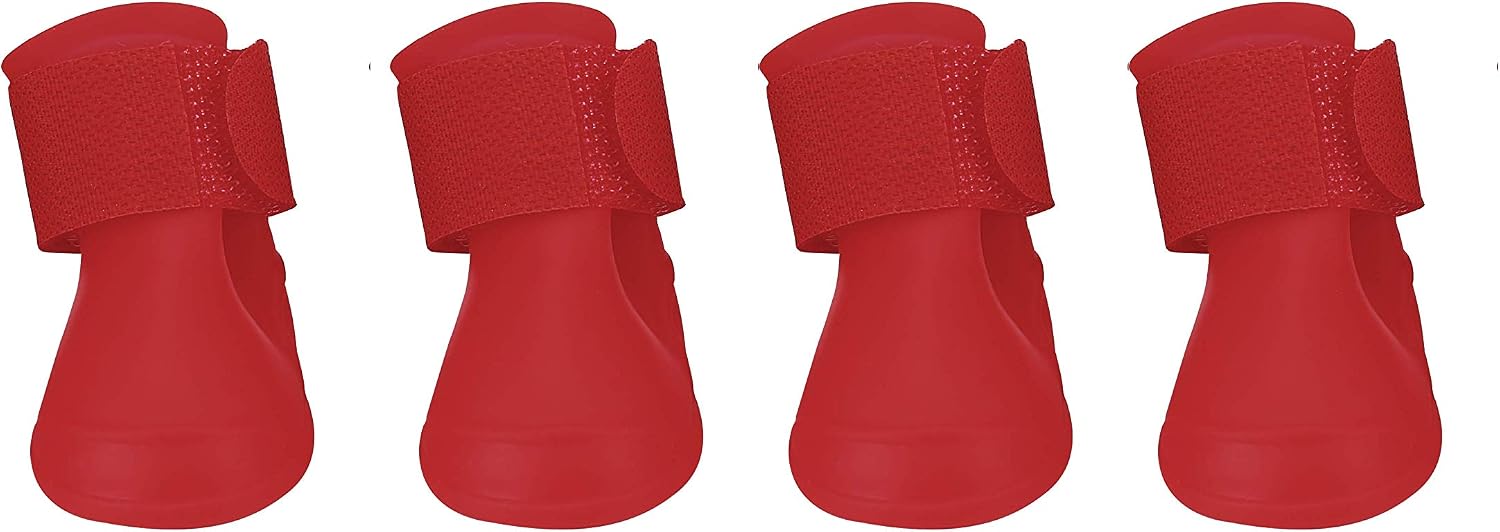 Wags & Wiggles Dog Rain Boots in Red | Dog Booties for Small Dogs | Small Dog Boots for Rain, Snow, and Heat | Cute and Functional Pet Accessories for Dogs