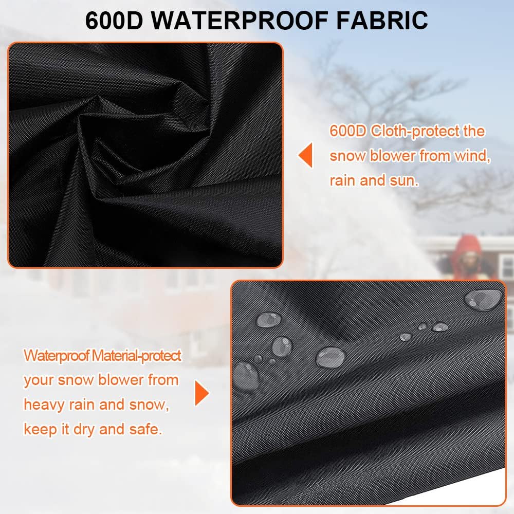 review Snow Blower Cover+Riding Lawn Mower Seat Cover, Heavy Duty 600D Oxford Waterproof Snow Thrower Cover, Heavy Duty 600D Oxford Waterproof Tractor Seat Cover with Padding & Back Pockets