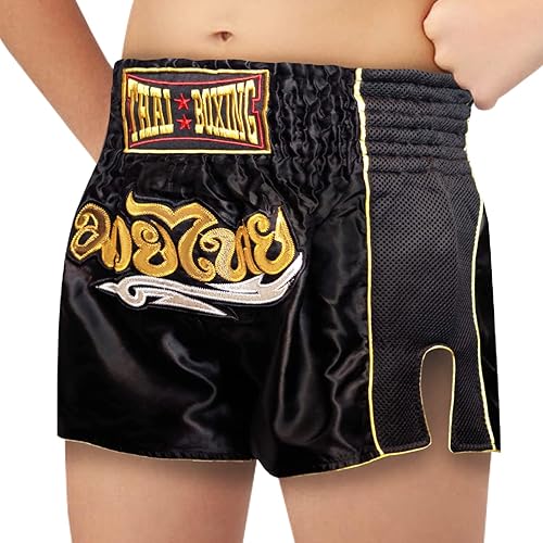 Pantalones cortos de Muay Thai para niños (4 años a 10 años) para boxeo, kickboxing, artes marciales mixtas, entrenamiento para niños y niñas