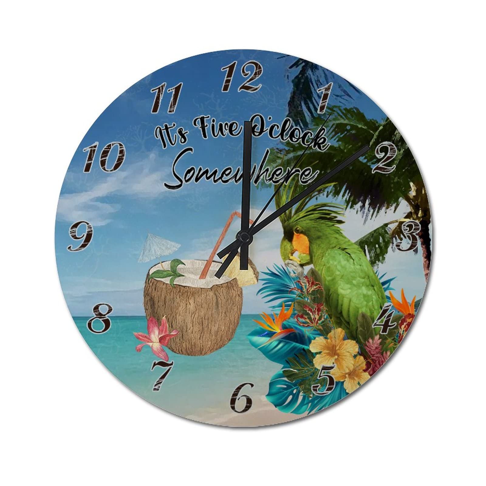 Horloge murale ronde It's Five O'Clock Somewhere de 38cm, Parrot Martini
