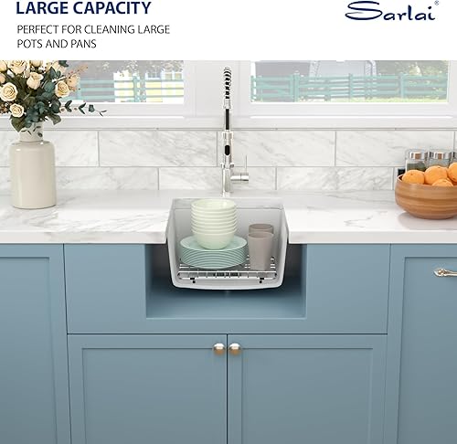 Miniatura 55 de Sarlai Fregadero de cocina negro de 18 x 18 pulgadas, fregadero de estación de trabajo de preparación de barra de 18 x 18 pulgadas, fregadero