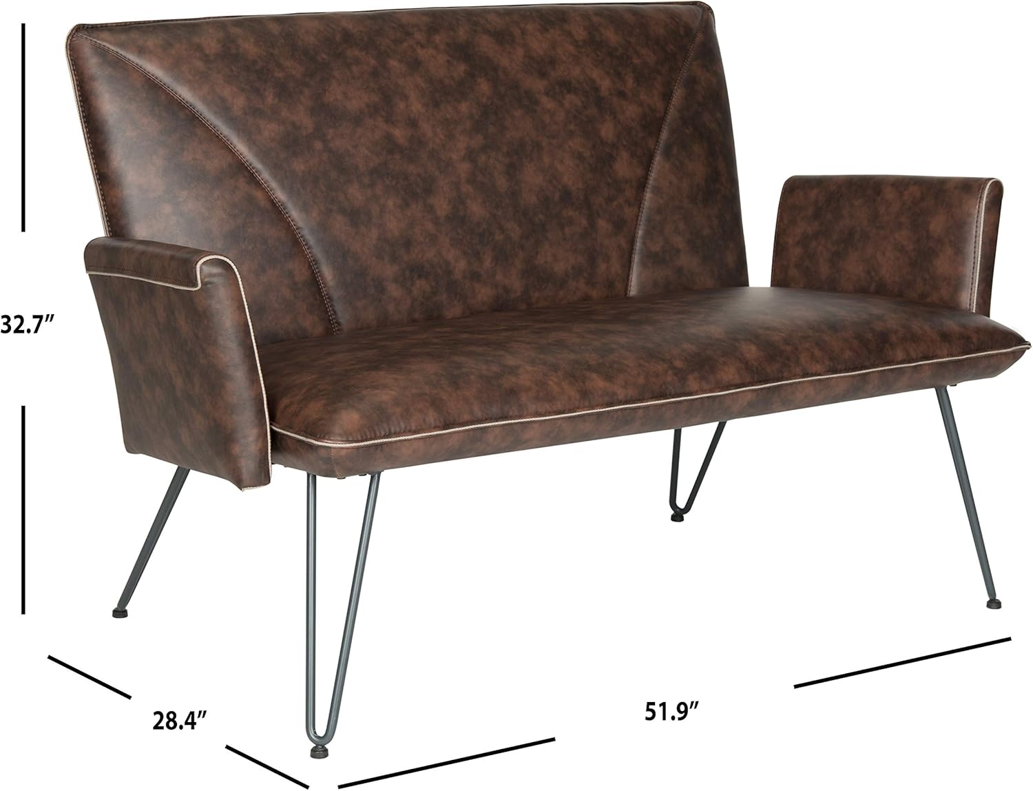 Safavieh Home Collection Johannes Mid-Century Modern Antique Brown Settee