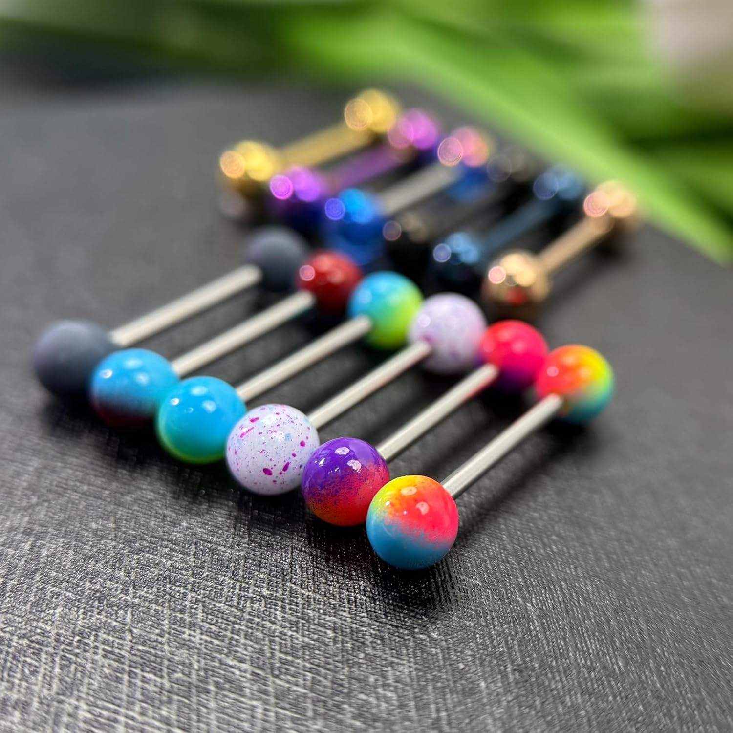 48Pcs 14G Colorful Ball Tongue Rings for Women Men Surgical Stainless Steel Nipple Rings Acrylic Plastic Tongue Barbells Piercing Jewelry Bar Length 16mm - Image 5