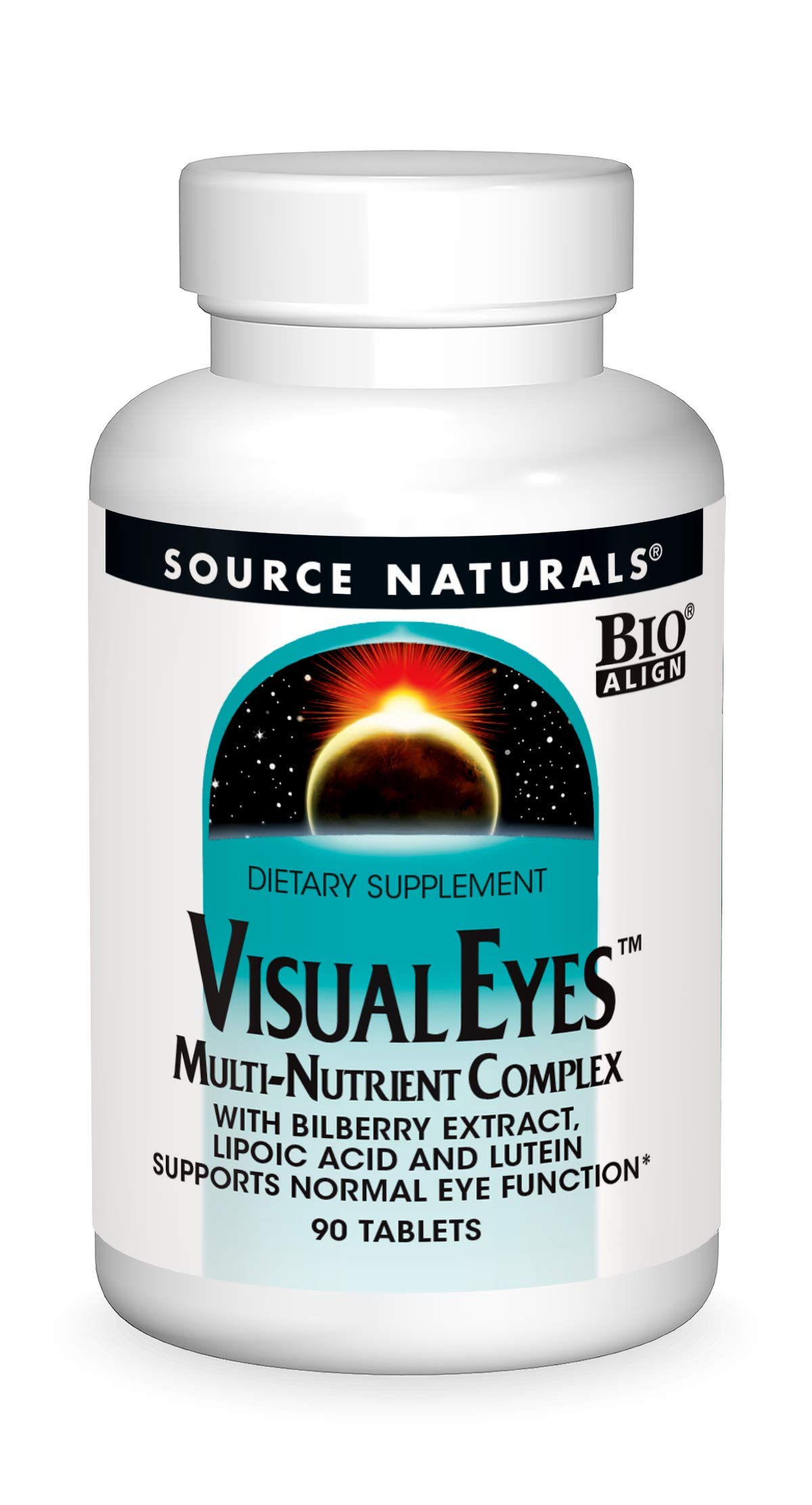 Source Naturals Visual Eyes Dietary Supplement - Multi-Nutrient Complex with Bilberry Extract, Lipoic Acid and Lutein - 90 Tablets