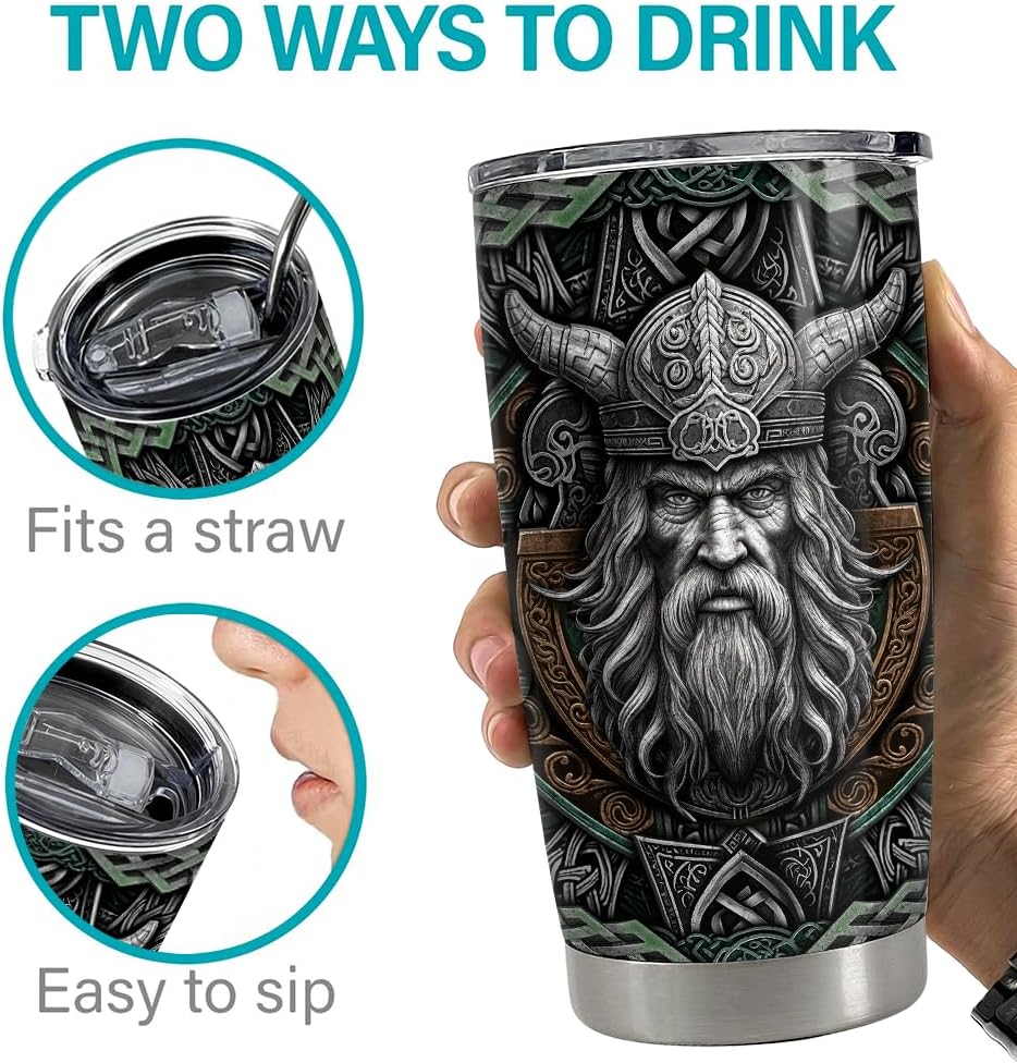 Viking Cup Tumbler 20oz Viking Gifts for Men Vikings Stainless Steel Insulated Tumblers Coffee Travel Mug Gift for Birthday Christmas - Image 7