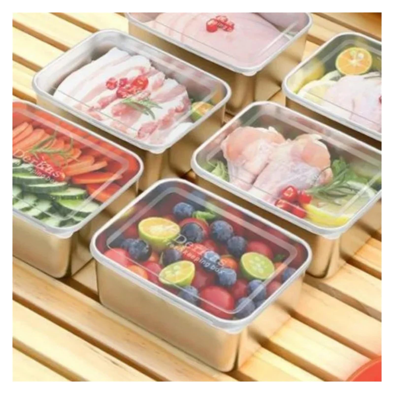 Boîte à Déjeuner En Acier Inoxydable 1/4 pièces de récipient rectangulaire en acier inoxydable for aliments avec couvercle, boîte à lunch épaisse, plateau vaisselle(4pcs)