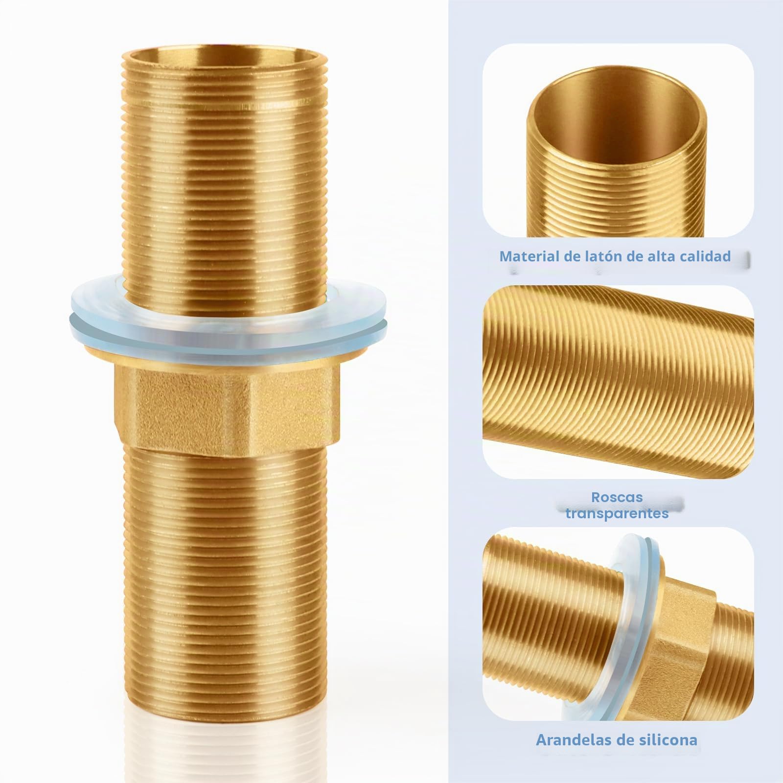 M30-100mm Kit de Reparación de Grifos, Roscado de Grifo Grifo Tubo de Rosca de Extensión Kit de Tuercas de Rosca Conectores de Tubería de Púas de Latón para Reparación de Grifos