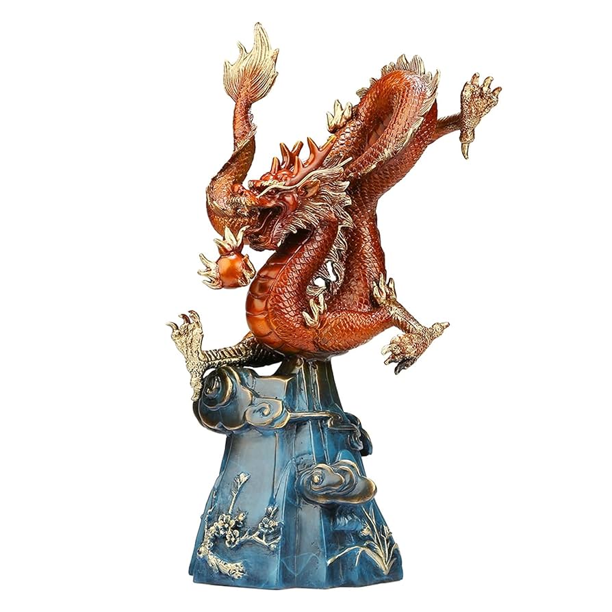 Amazon.co.jp: 装飾品 中国の干支の龍の像 手彫りの工芸品 龍は