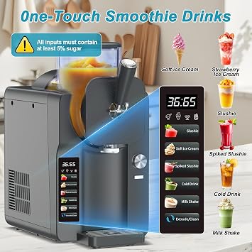 Ice Cream Maker, Slushie Machine for Home, Slushy Machine 70 oz Margarita Machine with 6 Preset Programs for Ice Cream, Milkshake, Cocktail, Frappes, 9-level Adjustable Thickness, Gray