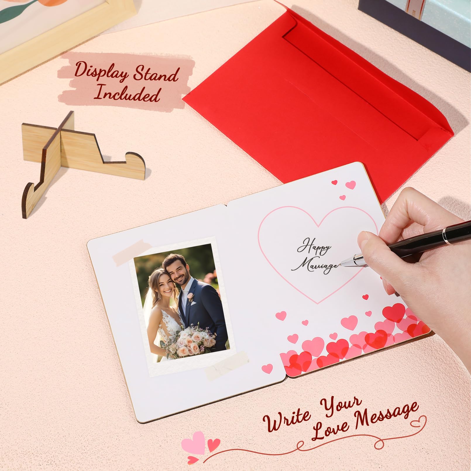 Wedding Card for Bride and Groom - Congratulations to the New Mrs and Mrs Bamboo Greeting Card - Anniversary Wedding Gifts for Couple - Image 4