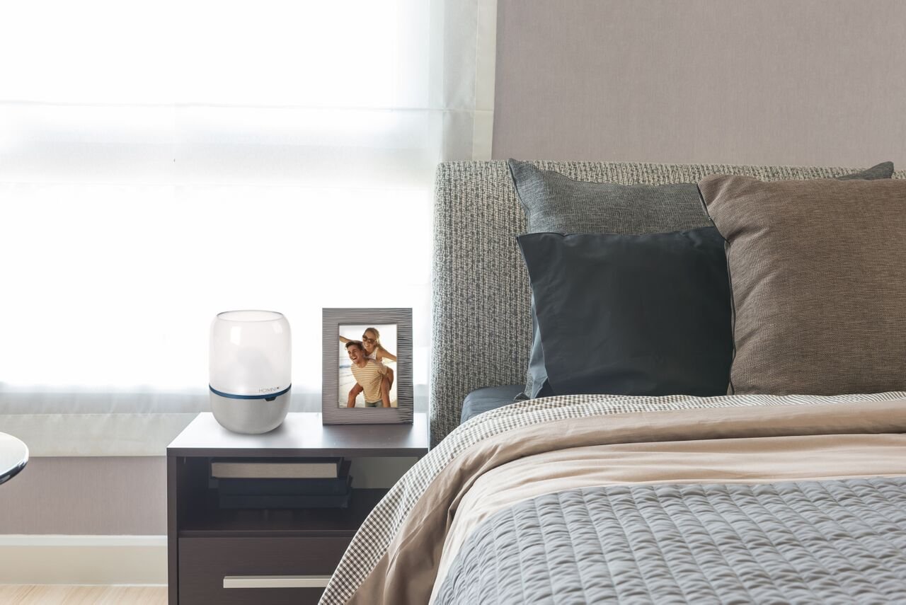 Terraillon Homni & capteur de sommeil Dot, Eveil Lumière/Simulateur d’aube/Aide au sommeil/Relaxation/Exercice de respiration – Pour vous endormir plus vite et vous réveiller naturellement