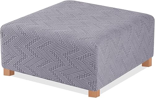 Fundas otomanas rectangulares para reposapiés, fundas otomanas de almacenamiento, funda otomana, suave y elástica de jacquard lavable, con correas