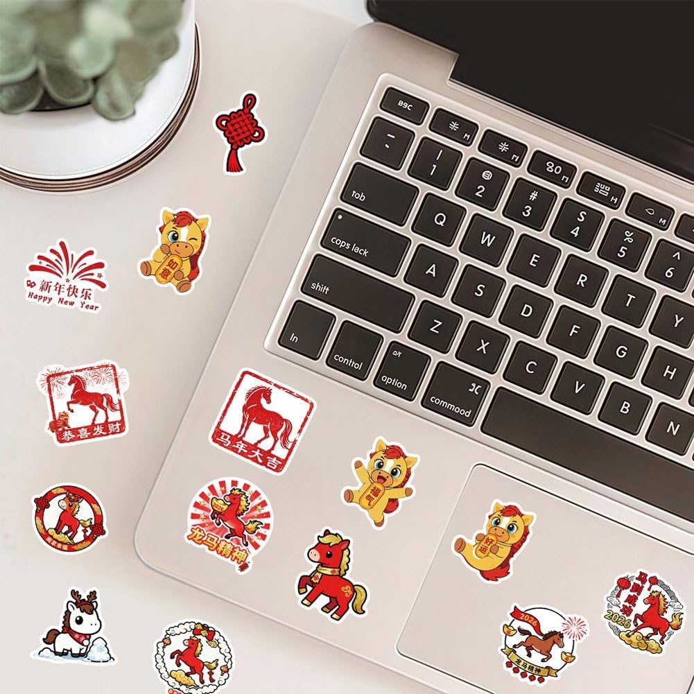 Naklejki na chiński Nowy Rok, 60 sztuk, naklejki na laptopa i bagaż