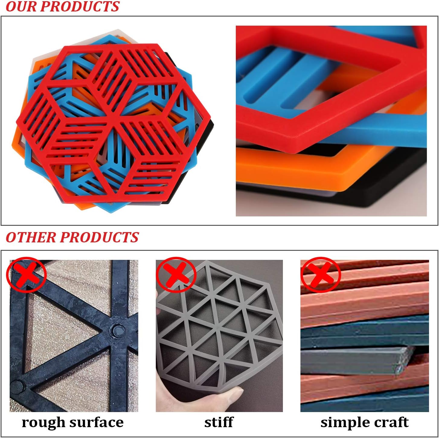 Uр Tо 40% оƒƒ Silicone Trivet Mat,JiaDa 6 Set Silicone Multi-Use Intricately Carved Kitchen Trivet Mat Insulated Flexible Durable Non Slip Coasters(6-Orange)