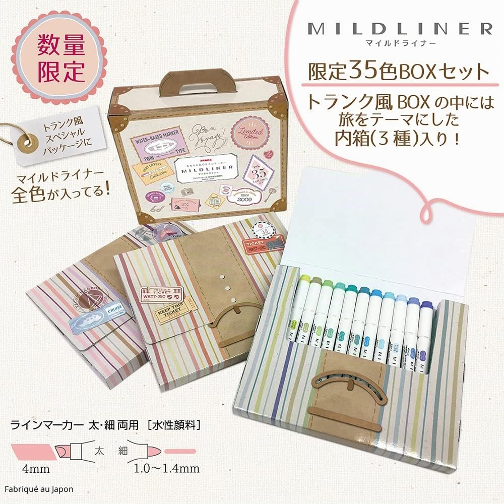 Zebra Mildliner WKT7-35C Lot de 35 surligneurs avec boîte cadeau
