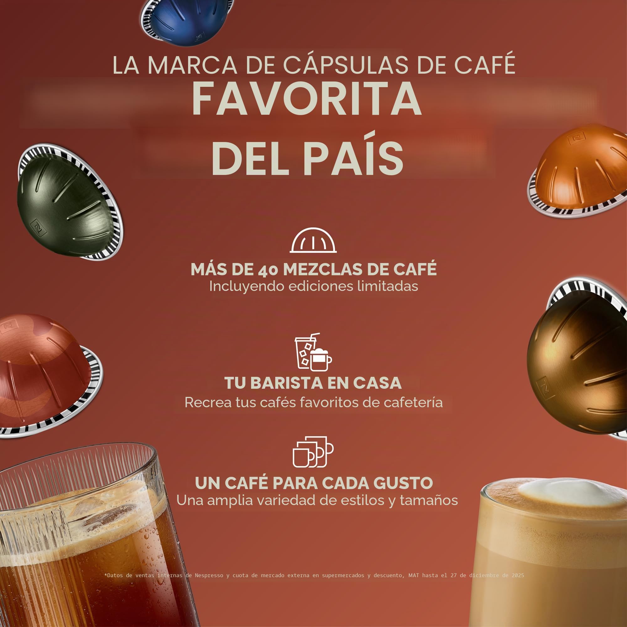 Nespresso Vertuo - Cápsulas de café, 60 unidades mixtas, 30 cápsulas Melozio y 30 cápsulas Stormio para máquinas Nespresso para hacer espressos, capuchino, lattes y café helado en casa. Cápsulas